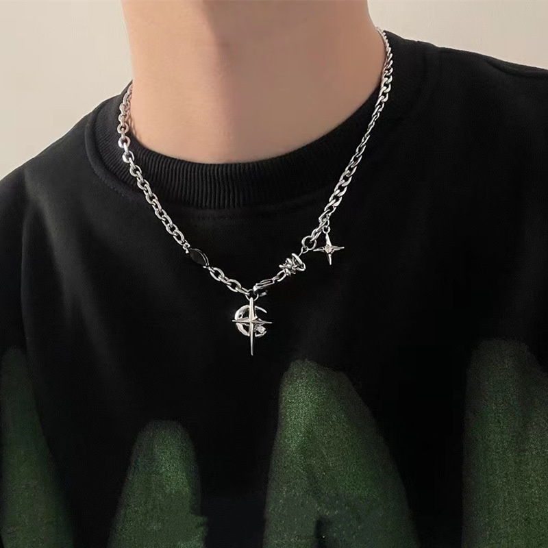 Men Accessories Neck Chain - 2023 Coreano Moda Goth Punk Moon