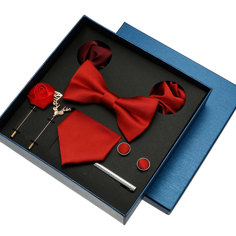 Neck Tie Set Box - Conjunto de gravata lisa para homens,